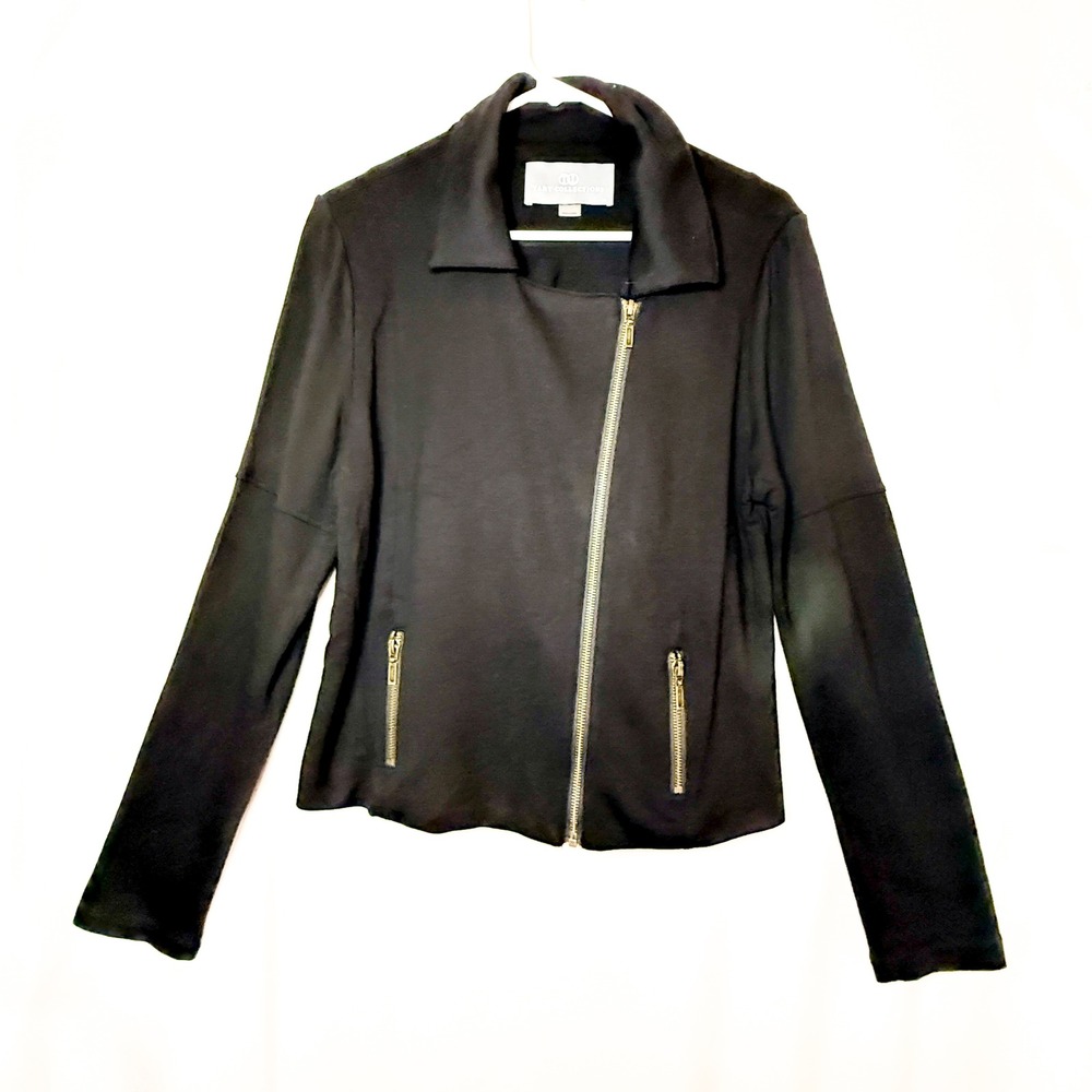 Tart Collections Black Moto Jacket XL Asymmetrical Zip Gold Hardware Stretch